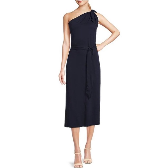 ANTONIO MELANI Dresses & Skirts - Antonio Melani Weylyn Sleeveless Asymmetrical Neck Bow Shoulder Tie Waist